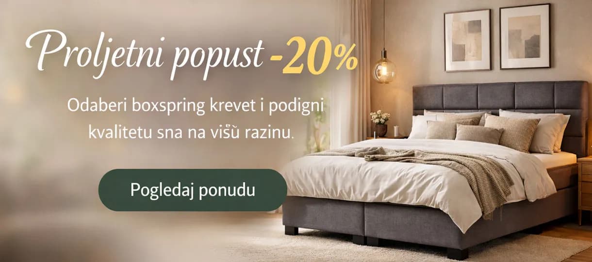 Boxspring krevet u modernoj spavaćoj sobi uz proljetni popust do 20 posto